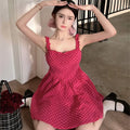 Women's Summer Plaid Suspender Dress